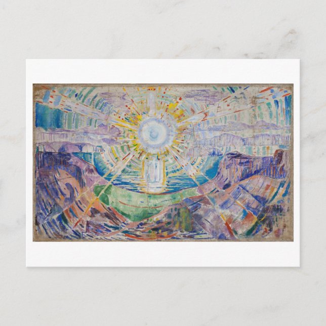 Postal de pintura Edvard Munch Solen/Sun (Anverso)