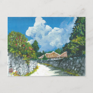 Postal de pintura tradicional de Okinawa
