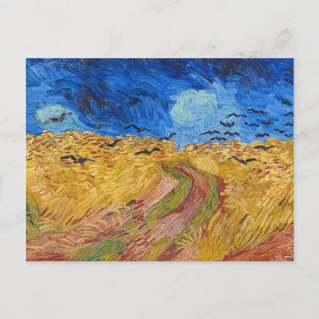 Postal de pintura Vincent van Gogh Wheatfield (Anverso)