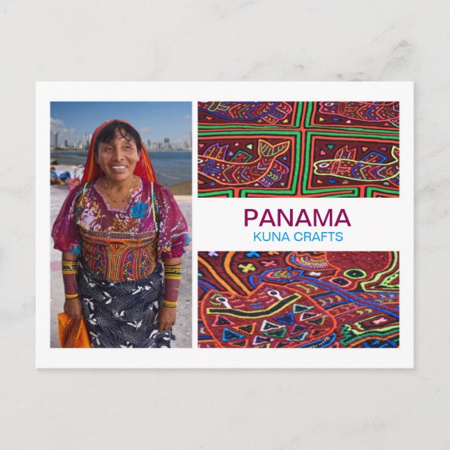 Postal de pinturas de Kuna de Panamá (Anverso)