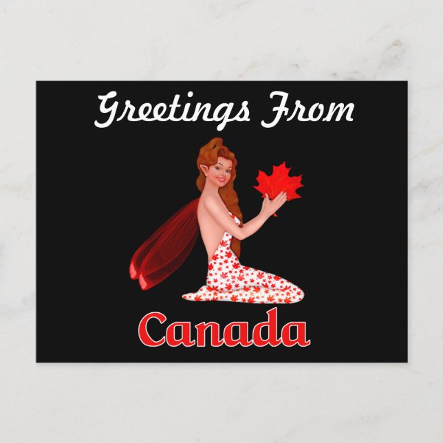 Postal de Pixie de felicitaciones de Canadá (Anverso)