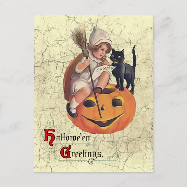 Postal de planes de vuelo de pequeñas brujas vinta (Anverso)