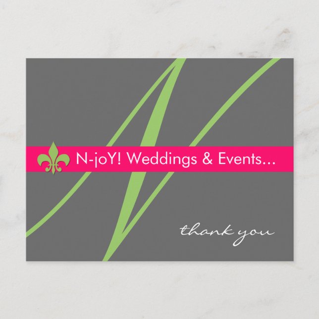 Postal de planificación de eventos Monogram fleur  (Anverso)