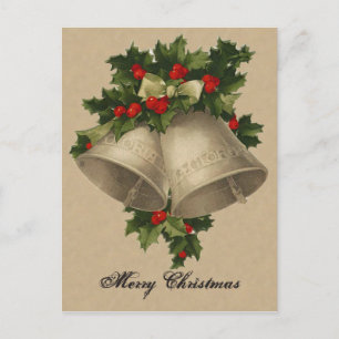Postal de plata de Navidades victorianos
