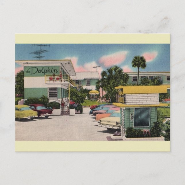 Postal de playa de Daytona Dolphin Motel (Anverso)