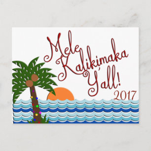 Postal de playa de Mele Kalikimaka Y'all Navidades