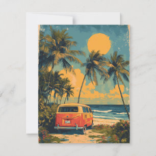 Postal de playa de palmeras de Florida vintage