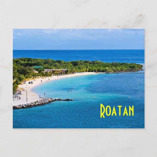 Postal de playa de Roatan (Anverso)