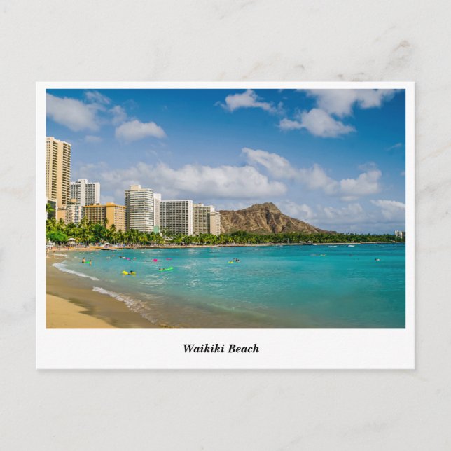 Postal de playa de Waikiki (Anverso)