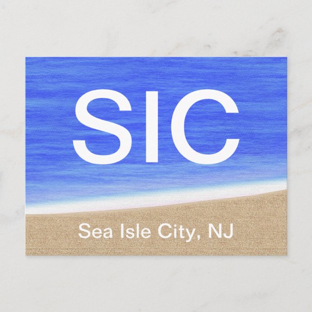Postal de playa NJ de SIC Sea Isle City (Anverso)