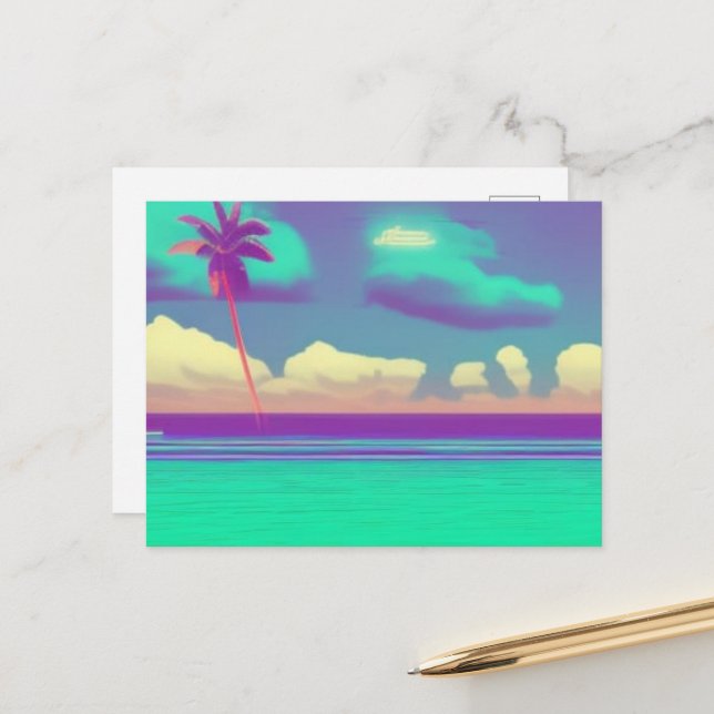 postal de playa simple retro (Anverso/Reverso In Situ)