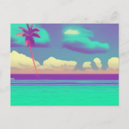 postal de playa simple retro