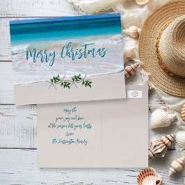 Postal de playa Tropical Merry Christmas Ocean