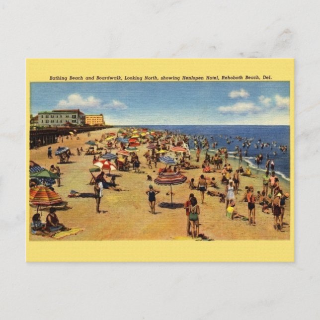 Postal de playa Vintage Rehoboth (Anverso)
