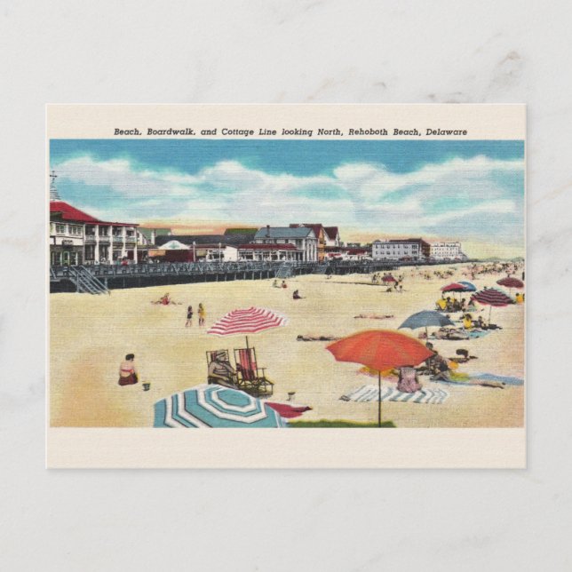 Postal de playa Vintage Rehoboth (Anverso)
