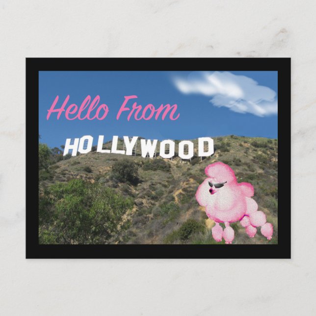 Postal de podio rosado retro de Hollywood Californ (Anverso)