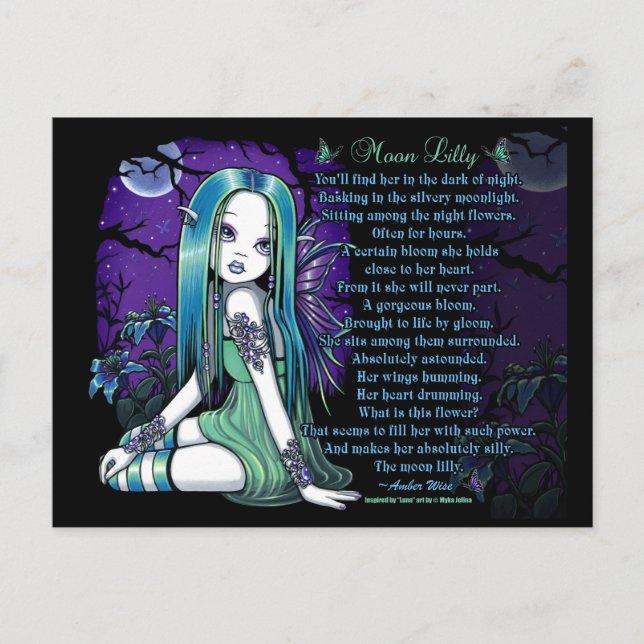 Postal de poema de hadas Luna Moon Lilly Myka Jeli (Anverso)