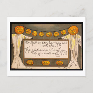 Postal de poema de Halloween vintage