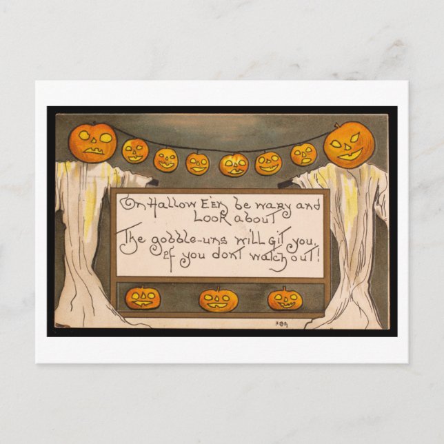 Postal de poema de Halloween vintage (Anverso)
