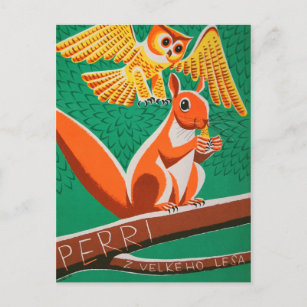 Postal de Poster de películas checo Owl and Squirr