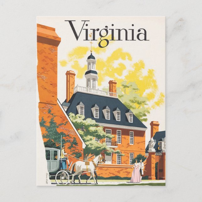 Postal de póster de viaje de Virginia (Anverso)