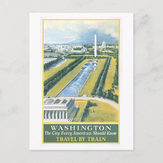 Postal de póster de viaje de Washington DC (Anverso)