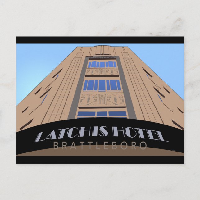 Postal de póster de viaje del Hotel Retro de Latch (Anverso)