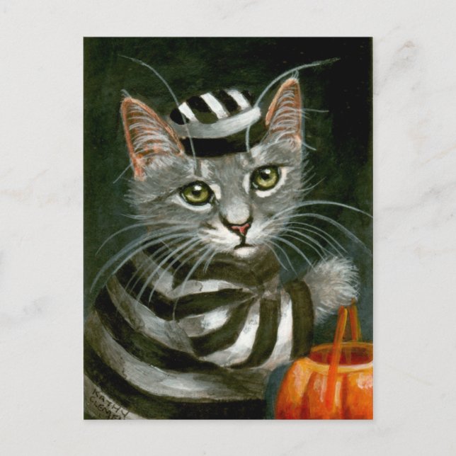 Postal de prisionero de Tabby Cat Halloween (Anverso)