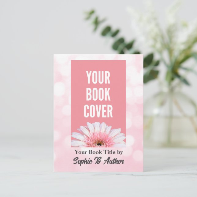 Postal de promoción de libro rosa personalizado pa (Anverso de pie)