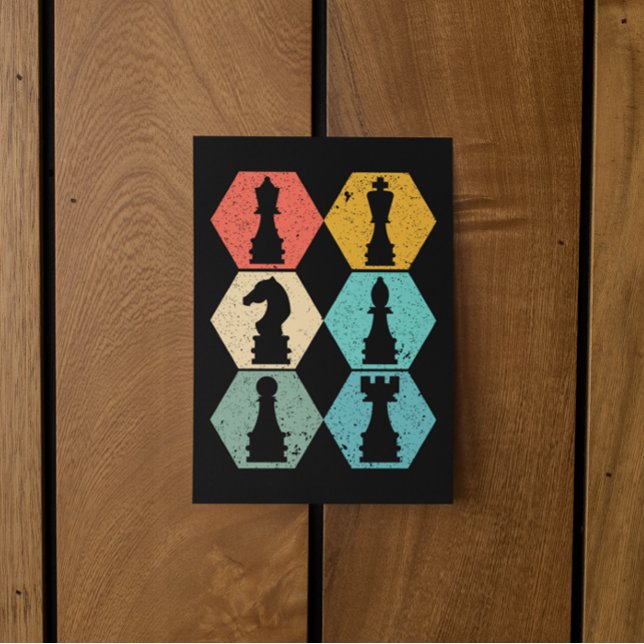 Postal de puesta de sol única para piezas de ajedr (vintage chess pieces sunset postcard)