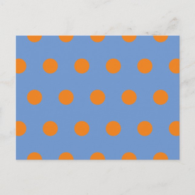 Postal de punto de polka (Denim Blue & Naranja) (Anverso)