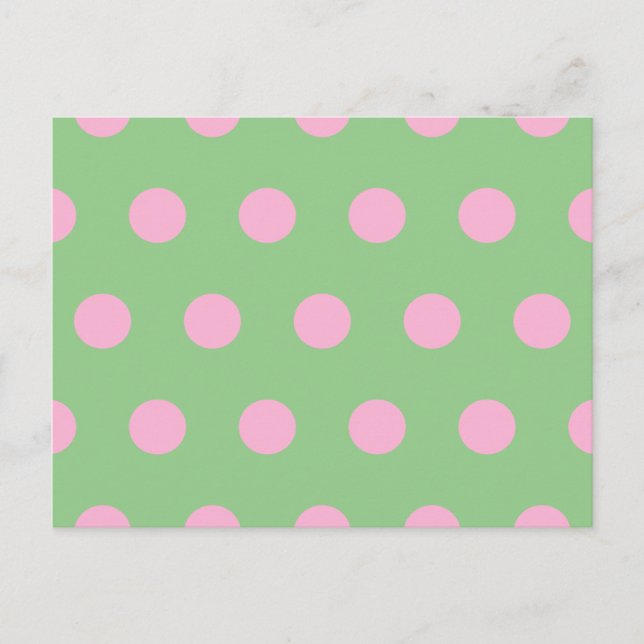 Postal de punto de polka (verde sabio y rosa paste (Anverso)