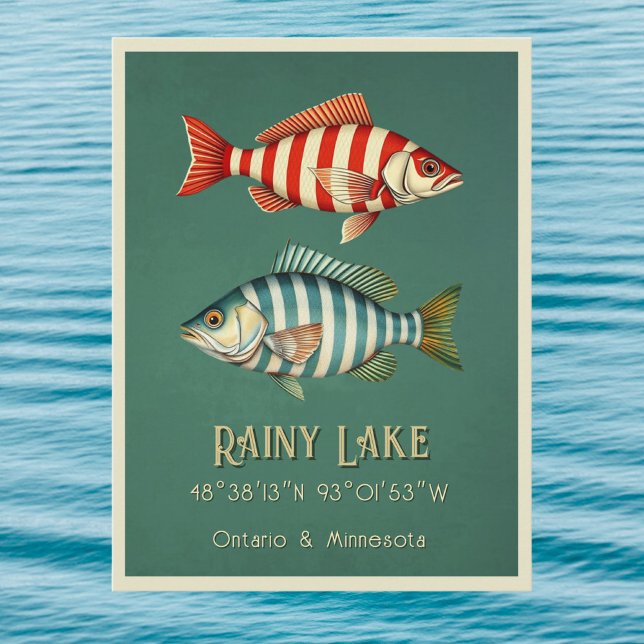 Postal de Rainy Lake Ontario Minnesota con peces (Subido por el creador)