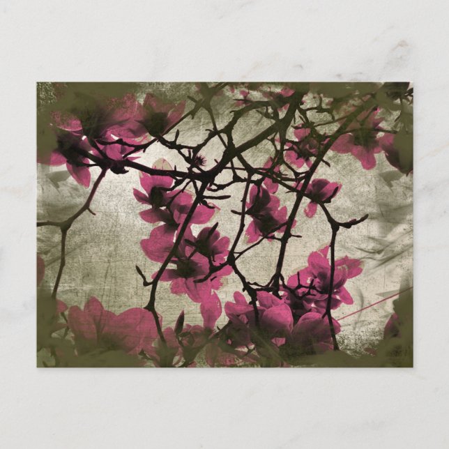 Postal de ramas de flores de frambuesa de chocolat (Anverso)