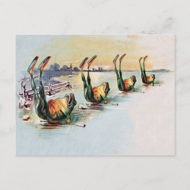 Postal de Ranas Graciosas Vintage (Anverso)