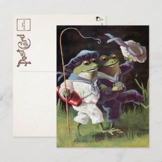 Postal de Ranas Vintage Happy