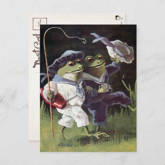 Postal de Ranas Vintage Happy  (Anverso / Reverso)