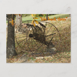 postal de rastrillo de heno sulky vintage - person