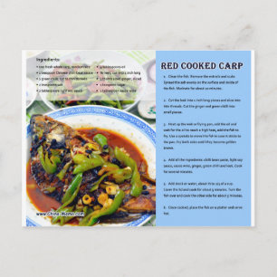 Postal de receta de cartón cocido rojo chino