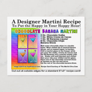 Postal de receta de Martini para la banana de choc