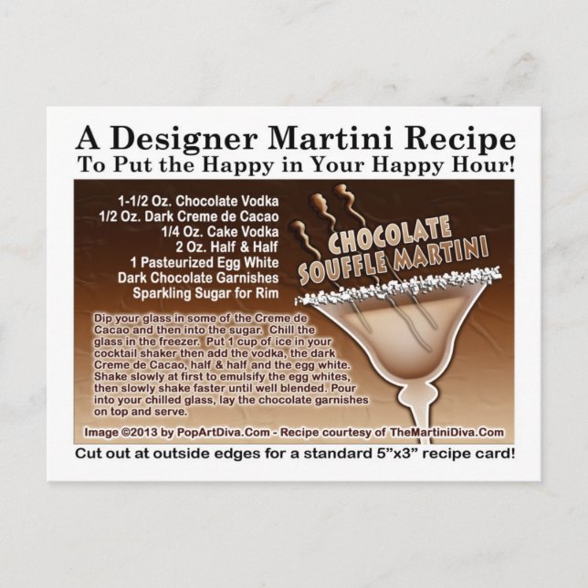 Postal de receta de Martini Souffate de chocolate (Anverso)
