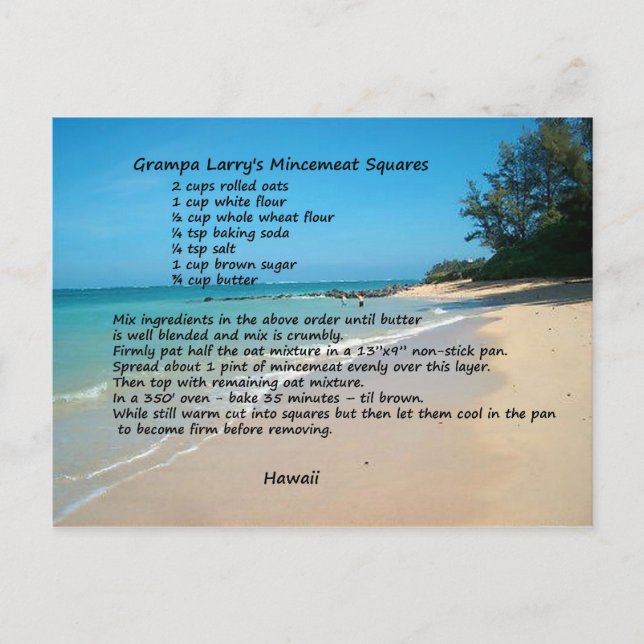 Postal de receta de Mincemeat Squares (Anverso)