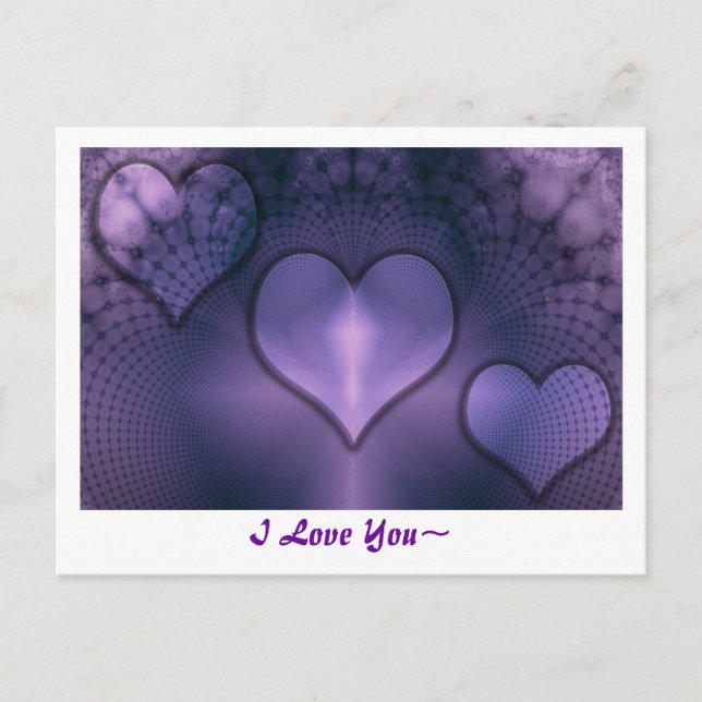 Postal de recluso morado de corazón fractal (Anverso)