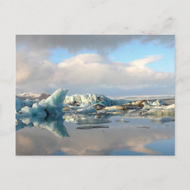 Postal de reflexión del lago Jokulsarlon (Anverso)