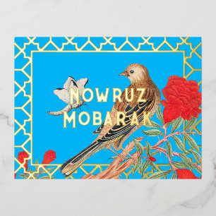 Postal de Relieve metalizado Eid Nowruz Mubarak