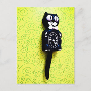Postal de reloj de gato del kit antiguo