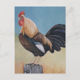 Postal de reproducción de arte en gallo de mañana