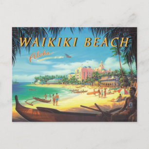 Postal de reproducción de cosechas de Waikiki Beac