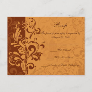 Postal de respuesta RSVP de Swirl Warm Golden Otum