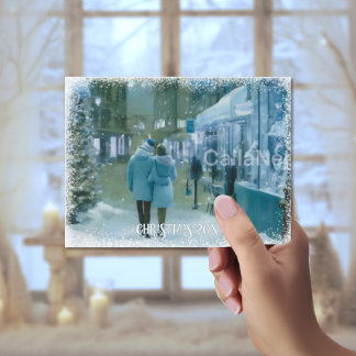Postal de retrato de Navidades mágicos de Blue Spr